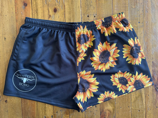 Pre Order TWBC Adult Sunflower Footy Shorts - The Western Boho Co