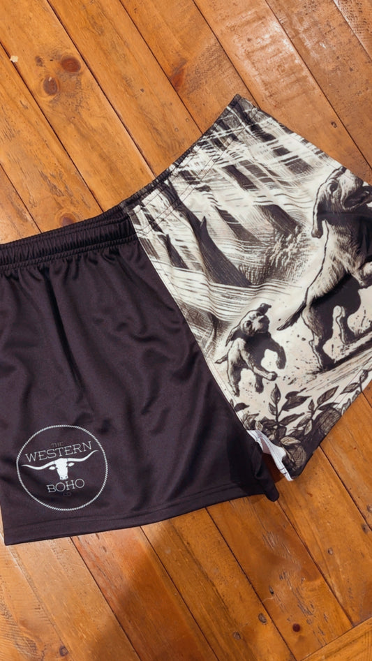 2ND PRE ORDER OPEN Pig Hunting Footy Shorts