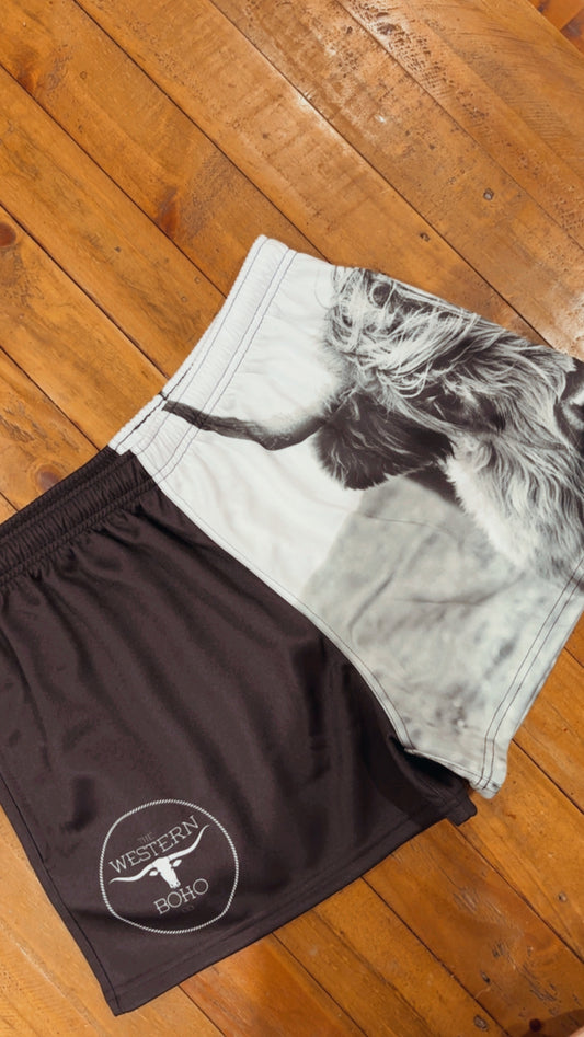 3RD PRE ORDER OPEN Highland Cow Footy Shorts